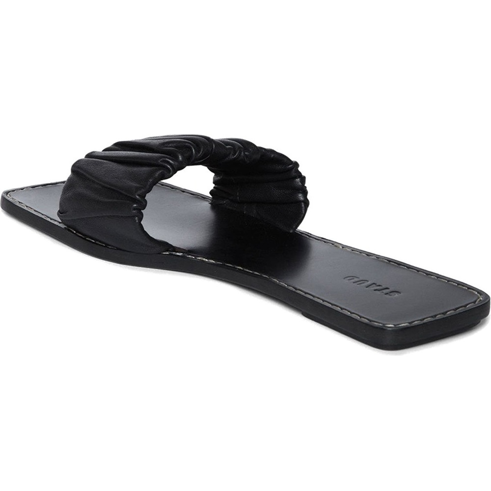 STAUD Black Nina Ruched Slide Slip On Leather Sandal Made in Portugal, Size 9 - Picture 13 of 14